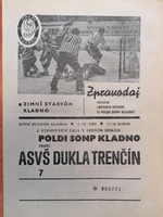 Zpravodaj Poldi SONP Kladno - ASVŠ Dukla Trenčín (5.11. 1985)